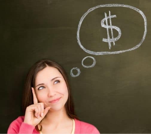 Woman dreaming of money Woman dreaming of money