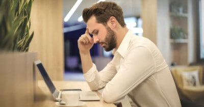 man focused on work